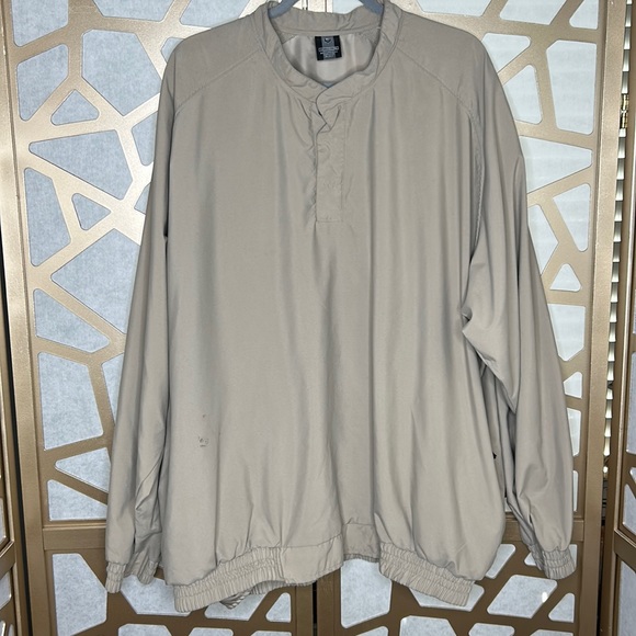 Nike Golf Pullover Windbreaker‎ Jacket Beige Snap Henley Collar Pockets - Picture 1 of 7